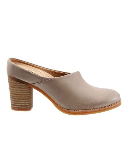 grey leather mules