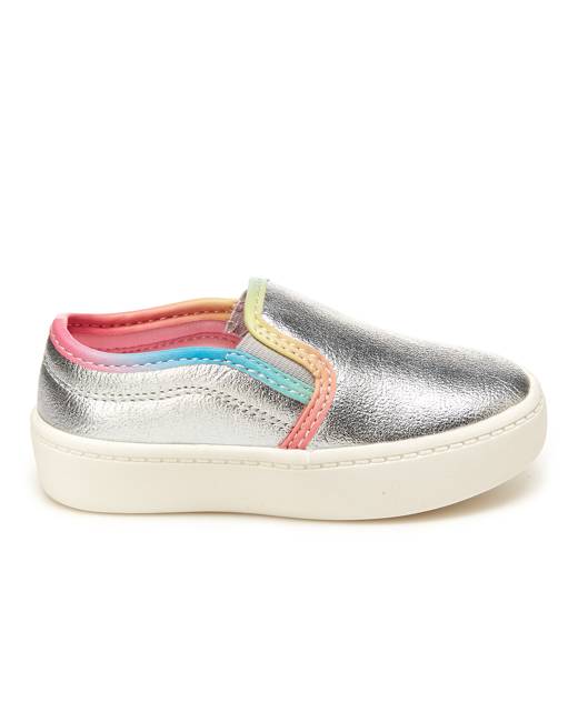 Girls H2325 sliver slip on trainers by SPOT ON SALE NOW £7.99 