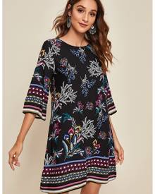 Botanical Print Tunic Dress