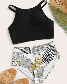 Tropical High Waist Bikini Swimsuit