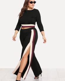 Plus Striped Top And Pants Co-Ord