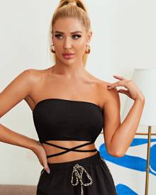 Lace Up Crop Tube Top