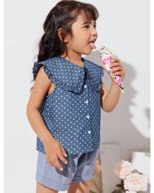 Toddler Girls Frill Trim Collar Polka Dot Blouse