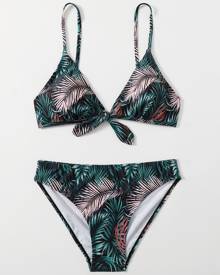 Tropical Knot Front Bikini Swimsuit