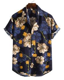 Men All Over Floral Print Button Front Shirt