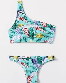 Tropical One Shoulder Bikini Swimsuit