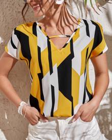 Cut Out Front Colorblock Top