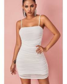 Ruched Mesh Bodycon Mini Dress