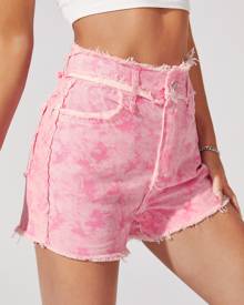 Tie Dye Raw Hem Denim Shorts