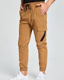 Men Drawstring Waist Flap Pocket Cargo Pants