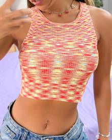 Space Dye Crop Knit Top