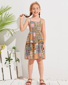 Girls Patchwork Print Cami Dress