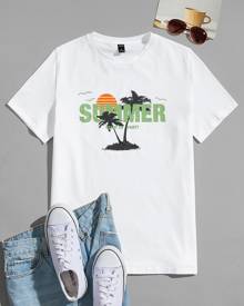 Men Letter Graphic Print Tee