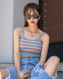 Striped Crop Cami Top