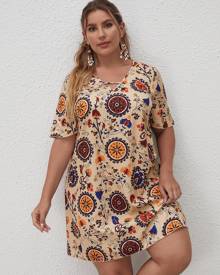 Plus All Over Floral Tunic Dress