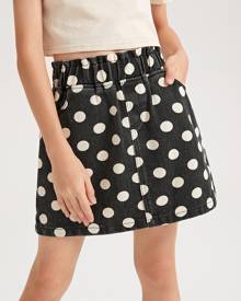 Girls Polka Dot Straight Denim Skirt