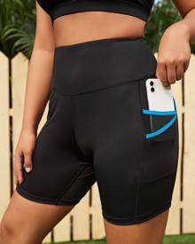 Plus Contrast Tape Biker Shorts With Phone Pocket