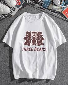 Men Bear & Letter Print Tee