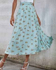 Tiger Print Pleated Skirt