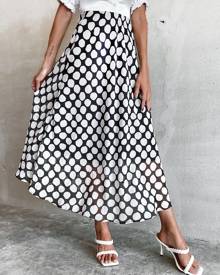 Polka Dot Flared Skirt