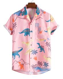 Men Random Dinosaur Print Shirt