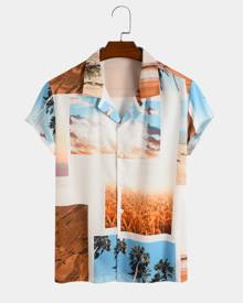 Men Landscape Print Shirt