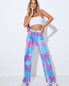 Tie Dye Zipper Fly Wide Leg Jeans