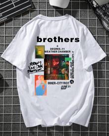 Men Letter & Graphic Print Tee