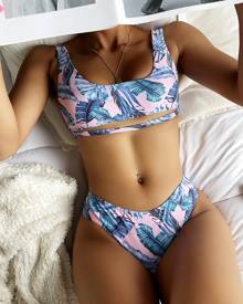 Tropical Cut Out Bikini Swimsuit