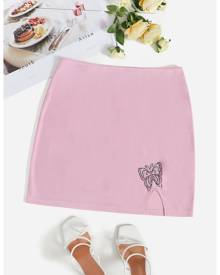 Plus Butterfly Print Split Skirt