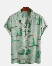 Men Landscape Print Button Up Shirt