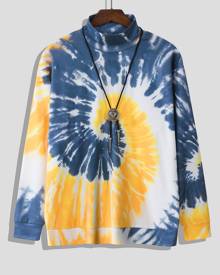 Men Mock Neck Tie Dye Sweatshirt