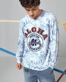 Men Tie Dye Letter Graphic Sweatshirt