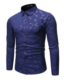 Men Geo Print Button Up Shirt