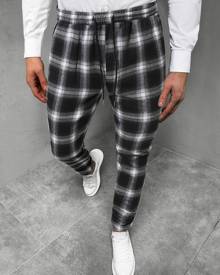 Men Plaid Drawstring Pants