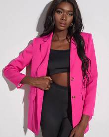 Neon Pink Button Front Blazer