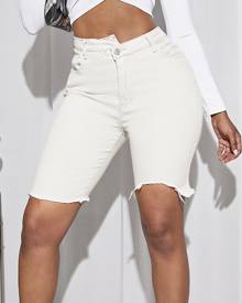 Asymmetrical Waist Skinny Denim Shorts