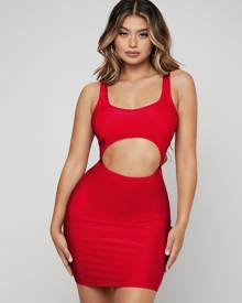Neon Pink Cut Out Front Bodycon Dress