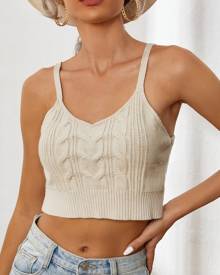 Cable Knit Crop Cami Knit Top