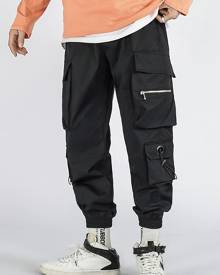 Men Zipper Flap Pocket Cargo Pants