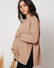 Maternity Drop Shoulder Slit Hem Tee