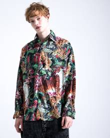 Men Tiger & Skull Print Shirt