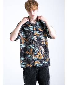 Men Chinese Dragon Print Shirt