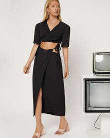 Solid Knotted Side Wrap Top & Skirt