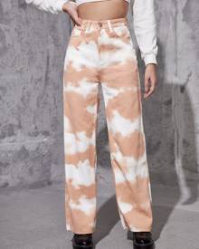 High Waist Tie Dye Wide Leg Jeans