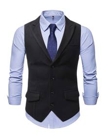 Men 1pc Lapel Collar Single Breasted Blazer Vest