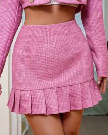 Tweed Pleated Hem Skirt