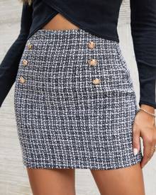Tweed Double Breasted Skirt