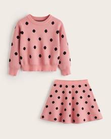 Toddler Girls Polka Dot Pattern Sweater & Knit Skirt