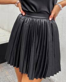 PU Leather Pleated Skirt